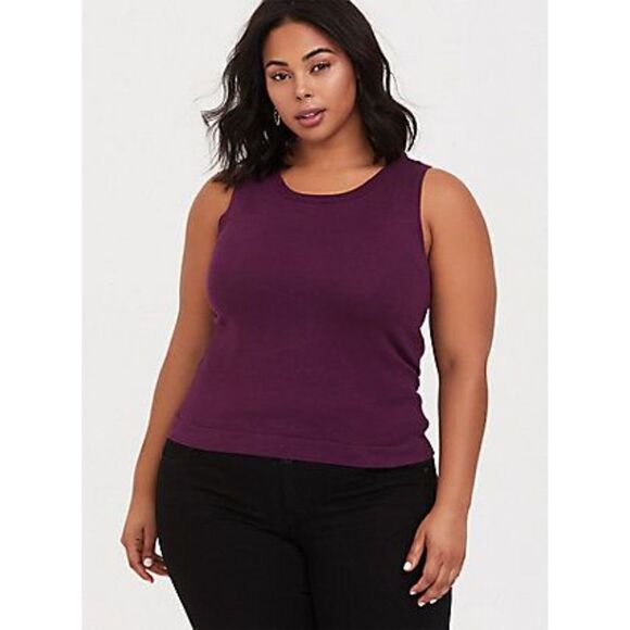 NWT Torrid Purple Highland Thistle Crew Neck Sleeveless Knit Sweater sz 6 or 6X - Picture 1 of 10